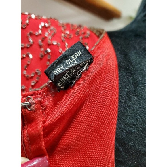 Vintage Jakelin Red 100% Rayon Long Sleeve Round Neck Knee Length Dress Size 10 - Picture 9 of 13